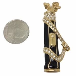 Swarovski black enamel golf brooch
